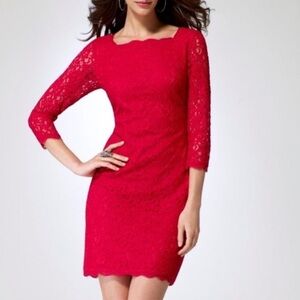 Cache Women Lace 3/4 Sleeve Cocktail Dress Formal Valentine’s Day Dress Size 4